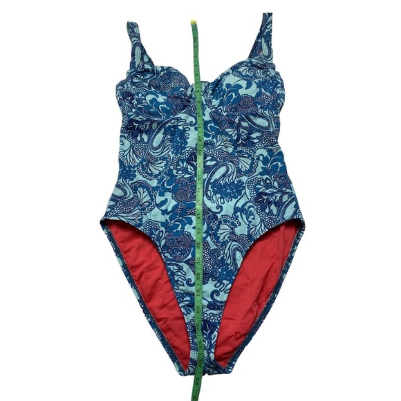 TITLE NINE Carve Design Blue Floral One-Piece Bathing Suit Size Medium Swim - Picture 10 of 12